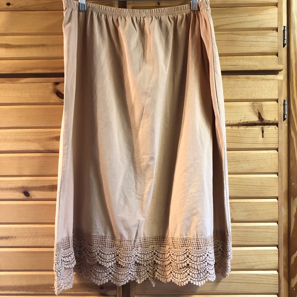 GRACE KARIN Knee Length Underskirt, Cream With Lace Hem, Half Slip, Size 2XL - Picture 3 of 8